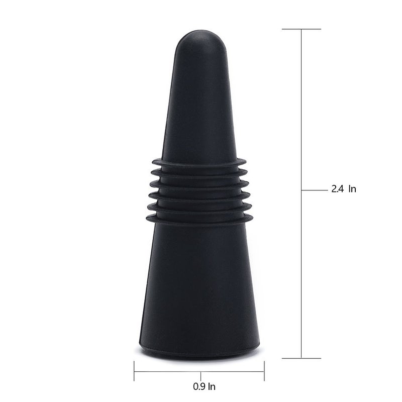 OHMAXHO Wine Stoppers (Set of 5), Silicone Wine Bottle stopper and Beverage Bottle Stoppers, Black - Image 3